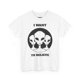 Unisex I Want To Believe Alien T Shirt Vintage UFO Graphic Tee Extraterrestrial Space Themed Sci Fi Paranormal Conspiracy Inspired Streetwear Top