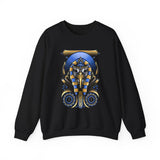 Eye Of Eternity Sweatshirt Unisex Premium Fleece Gold And Blue Egyptian Owl Pharaoh Design Symbolic Streetwear Spiritual Calm Comfort For Creative Souls