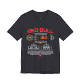 Formula One Style Open Wheel Racing Car Overhead Graphic Unisex Tee Motorsport Performance Streetwear Inspired By Red Bull Racing Colors High Speed Track Culture Design For Racing Fans