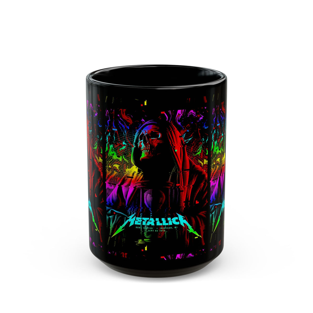 Reaper Of Neon Flames Mug 11oz 15oz Vibrant Gothic Energy Ceramic Coffee Cup Cosmic Skull Artwork Perfect Gift For Artists Dreamers And Night Rebels