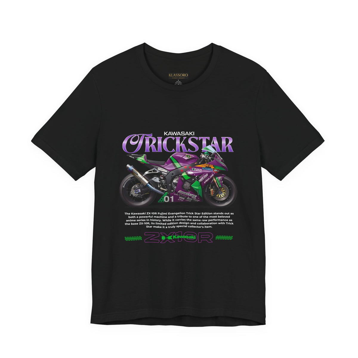 Kawasaki ZX10R Trickstar Anime Racing Unisex Heavy Cotton Tee Streetwear Superbike Graphic Tshirt Motorsport Fan Apparel