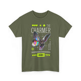 The Charmer Unisex Heavy Cotton Tee Futuristic Butterfly Graphic Streetwear Neon Cyber Aesthetic Artistic Fashion Statement T Shirt
