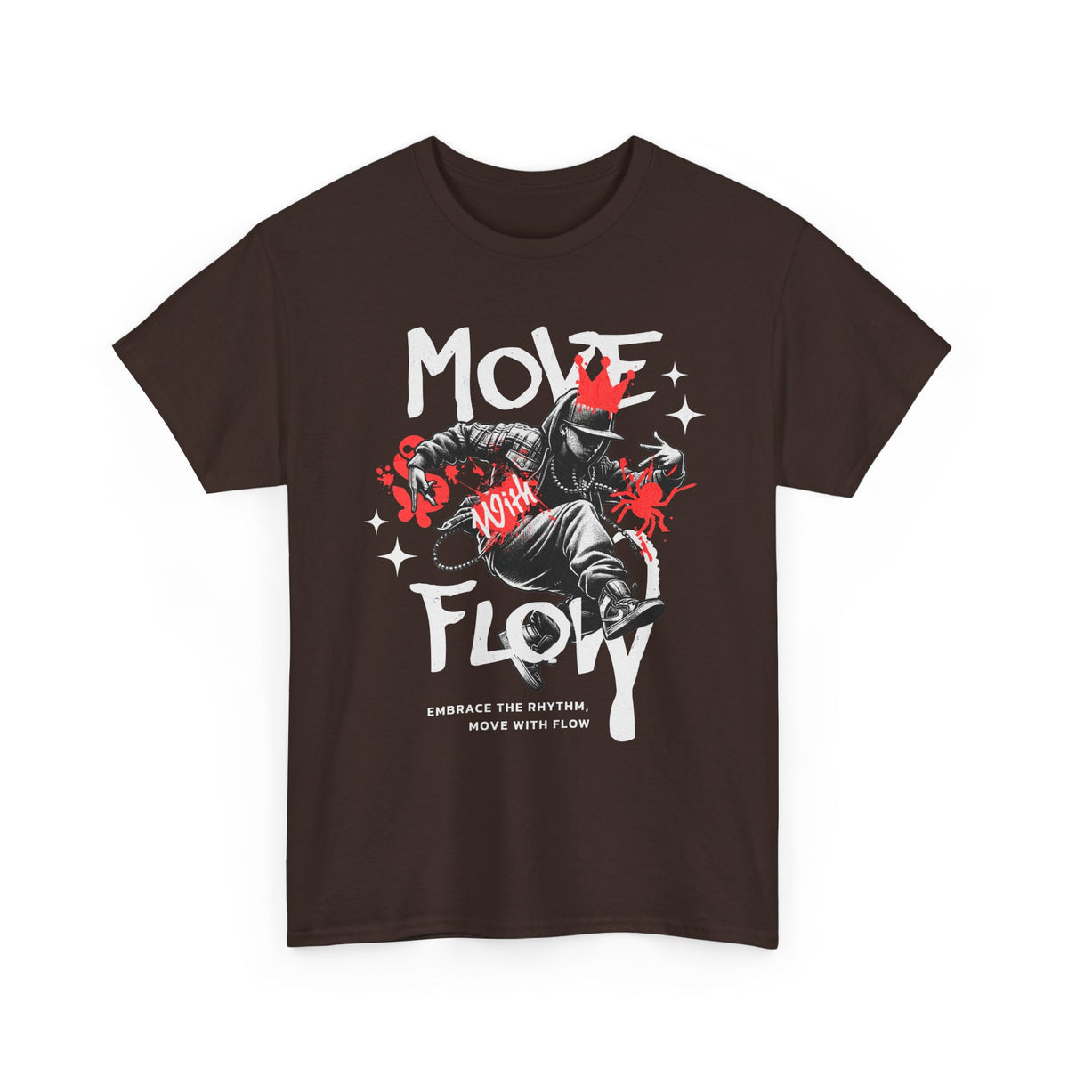 Move With Flow Breakdance Graphic Unisex Heavy Cotton Tee Hip Hop Streetwear Dance Rhythm Urban Style T Shirt