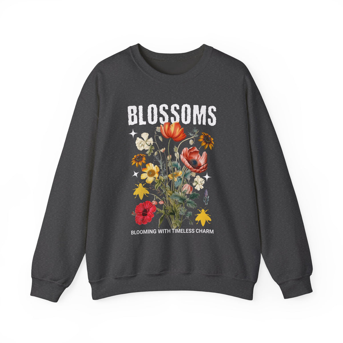 Blossoms Floral Crewneck Sweatshirt Comfortable Unisex Pullover Timeless Charm Streetwear Nature Inspired Empowerment Design Perfect Gift for Garden Lovers Friends Birthdays Cozy Days Casual Wear