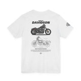 Harley Davidson Sportster Inspired Cruiser Motorcycle Blueprint Graphic Unisex Heavy Cotton Tee Premium Biker Streetwear T Shirt for Riders Enthusiasts Everyday Wear
