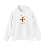 Unisex Deus Vult Hoodie Medieval Crusader Cross Heavy Blend Hooded Sweatshirt Warrior Knight Inspired Vintage Christian Symbol Streetwear
