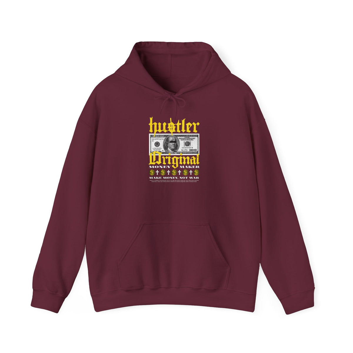Hustler Original Money Maker Unisex Heavy Blend Hooded Sweatshirt Streetwear Graphic Bold Dollar Bill Print Motivational Entrepreneur Hoodie