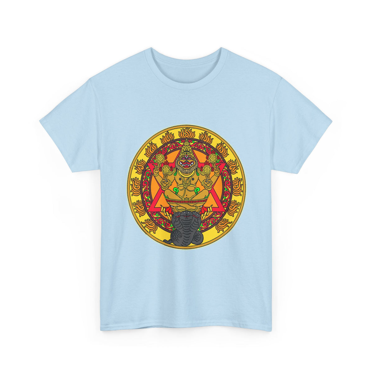 Ugra Narasimha Hindu Spiritual T Shirt Fierce Narasimha Swamy Graphic Tee Devotional Bhakti Streetwear Vaishnavism God Avatar Protection Symbol Indian Mythology Religious Festival Outfit Unisex Cotton...