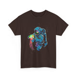 Galactic Dream Astronaut Neon Art Unisex Heavy Cotton Tee Bold Cosmic Streetwear Graphic T Shirt Vibrant Space Design Comfortable Classic Fit Everyday Wear Perfect Gift for Sci Fi Lovers and Creative Minds