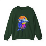 Ballena Cosmic Whale Art Unisex Heavy Blend Crewneck Sweatshirt Vibrant Geometric Ocean Design Premium Streetwear Pullover Soft Fleece Comfortable Fit Bold Marine Life Artwork Perfect Gift for Nature Lovers Dreamers and Creative Souls