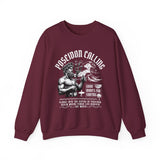 Poseidon Calling Greek God Ocean Waves Graphic Unisex Heavy Blend Crewneck Sweatshirt Surf Streetwear Coastal Vibes