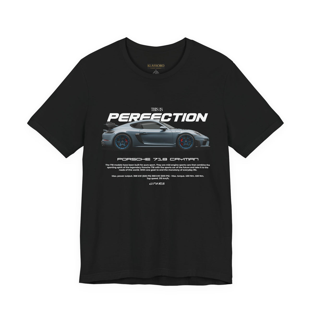 Porsche 718 Cayman GT4 RS Inspired Illustrated Track Focused Sports Car Graphic T Shirt Precision Motorsport Performance Streetwear Racing Culture Gift For Car Enthusiasts