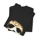 The Silent Mask Unisex Heavy Cotton Tee Horror Streetwear Mysterious Dark Graphic Halloween T-Shirt for Fearless Souls and Gothic Aesthetic Lovers