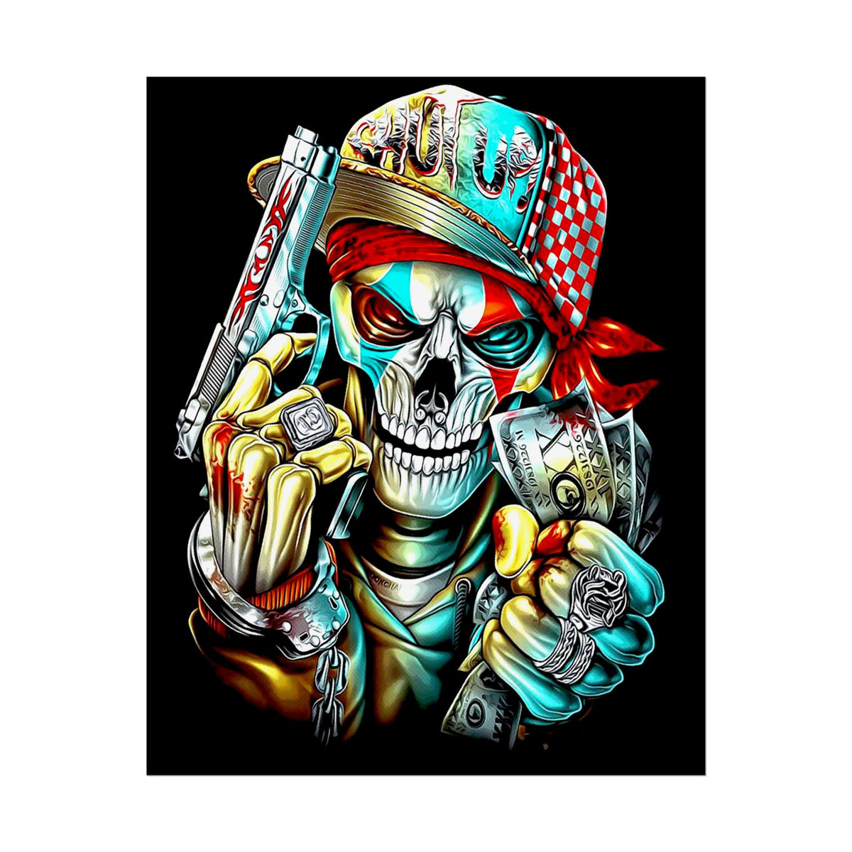 Skeleton Hustler Premium Poster Bold Street Art Wall Decor for Fearless Dreamers, Hustlers, and Visionaries