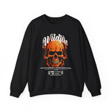 Wildfire Skull Flames Unisex Heavy Blend Crewneck Sweatshirt Gothic Inferno Graphic Bold Streetwear Motivational Statement Pullover