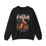 Fighter Resilience Victorious Flame Statue Graphic Unisex Heavy Blend Crewneck Sweatshirt Motivation Streetwear Pullover
