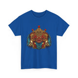 Kala Bhairav Mask Graphic T Shirt Mythical Cultural Warrior Spirit Inspired Tee Tribal Festival Art Streetwear Heavy Cotton Top