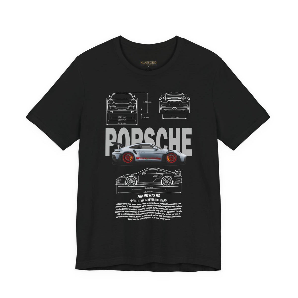 Porsche 911 GT3 RS Technical Blueprint Inspired Illustrated Racing Car Graphic T Shirt High Performance Motorsport Engineering Streetwear Unisex Heavy Cotton Tee Gift For Car Enthusiasts