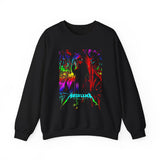 Reaper Of Neon Flames Sweatshirt Cosmic Skull Glow Design Unisex Heavy Blend Streetwear For Power Seekers, Dreamers, And Night Explorers