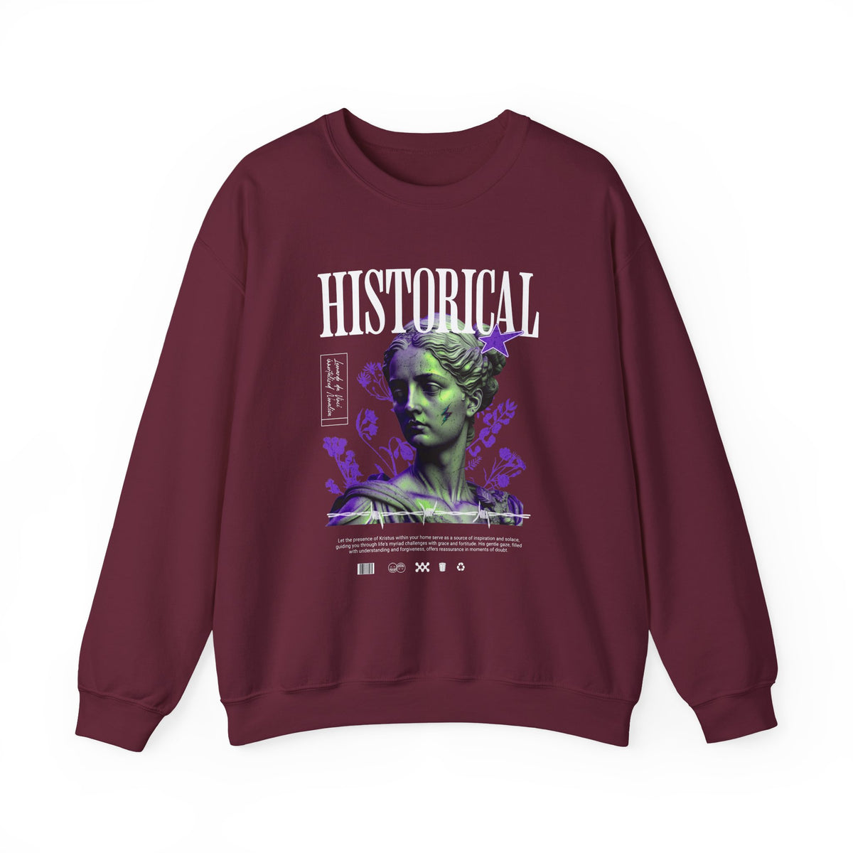 Historical Statue Graphic Premium Unisex Heavy Blend Crewneck Sweatshirt Vintage Aesthetic Streetwear Pullover