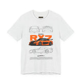 Orange Retro JDM Inspired Sports Coupe Blueprint Unisex Heavy Cotton Tee Street Racing Art Shirt for Car Lovers Daily Wear
