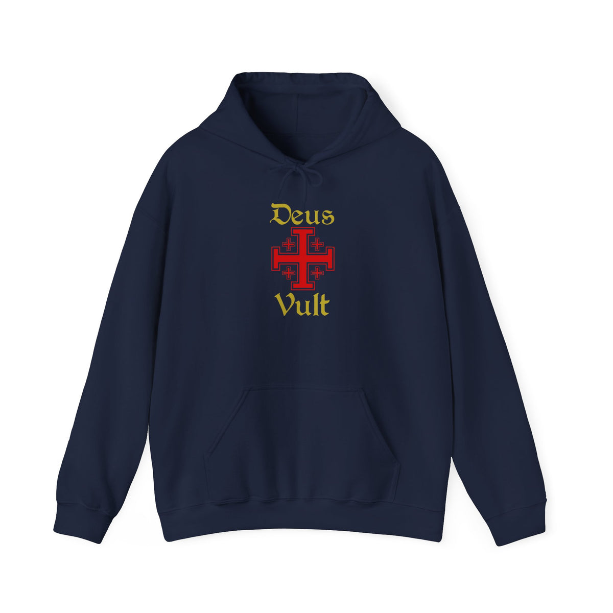 Unisex Deus Vult Hoodie Medieval Crusader Cross Heavy Blend Hooded Sweatshirt Warrior Knight Inspired Vintage Christian Symbol Streetwear