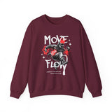 Move With Flow Breakdance Graphic Unisex Heavy Blend Crewneck Sweatshirt Hip Hop Streetwear Dance Rhythm Pullover