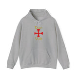 Unisex Deus Vult Hoodie Medieval Crusader Cross Heavy Blend Hooded Sweatshirt Warrior Knight Inspired Vintage Christian Symbol Streetwear