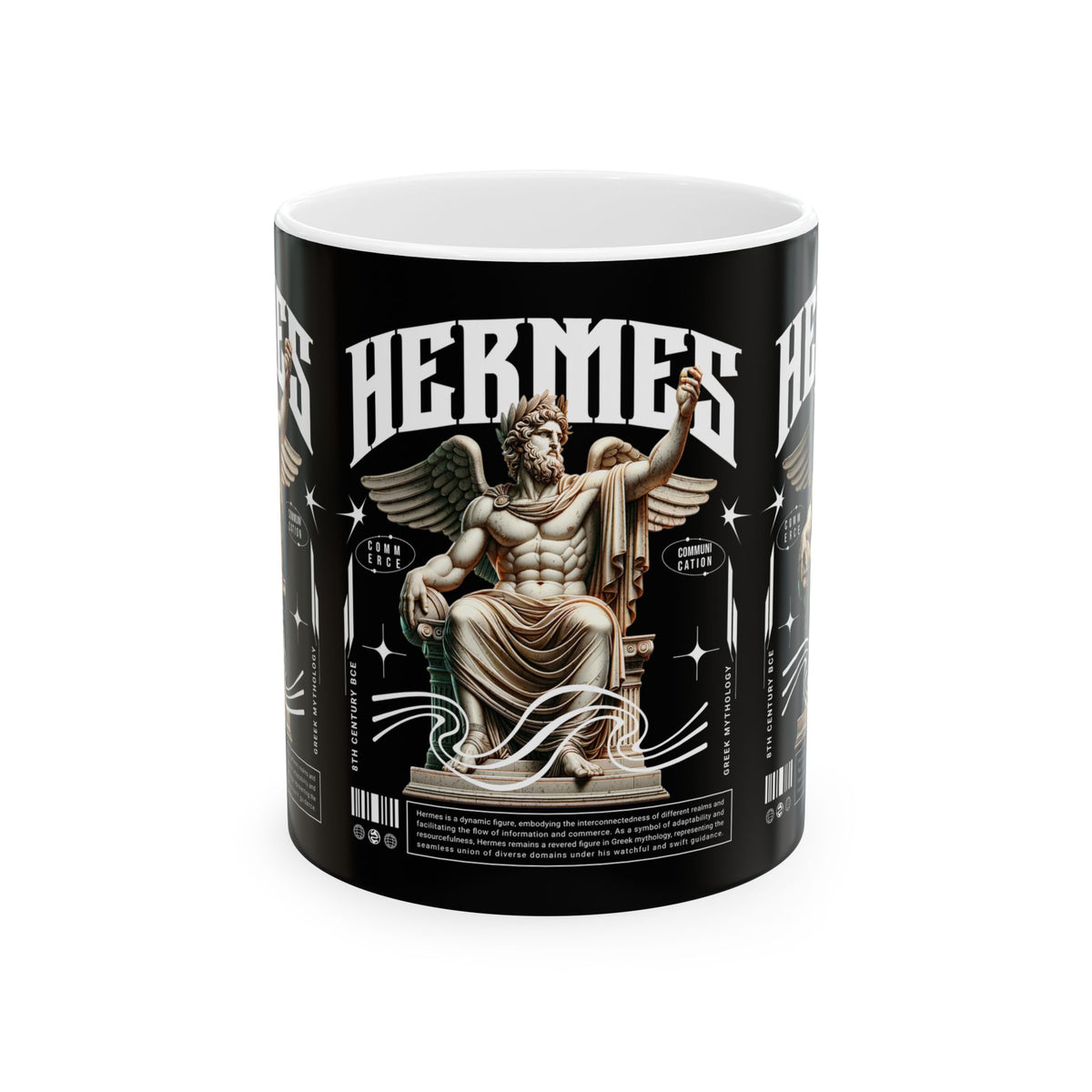 Hermes Greek Mythology Ceramic Coffee Mug Ancient God of Communication and Travel Greek Statue Graphic Cup