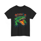 Beast Of The Stadium Unisex Heavy Cotton Tee Electric Crocodile Power Design Bold Neon Green Reptile Artwork For Streetwear And Fearless Fashion Lovers