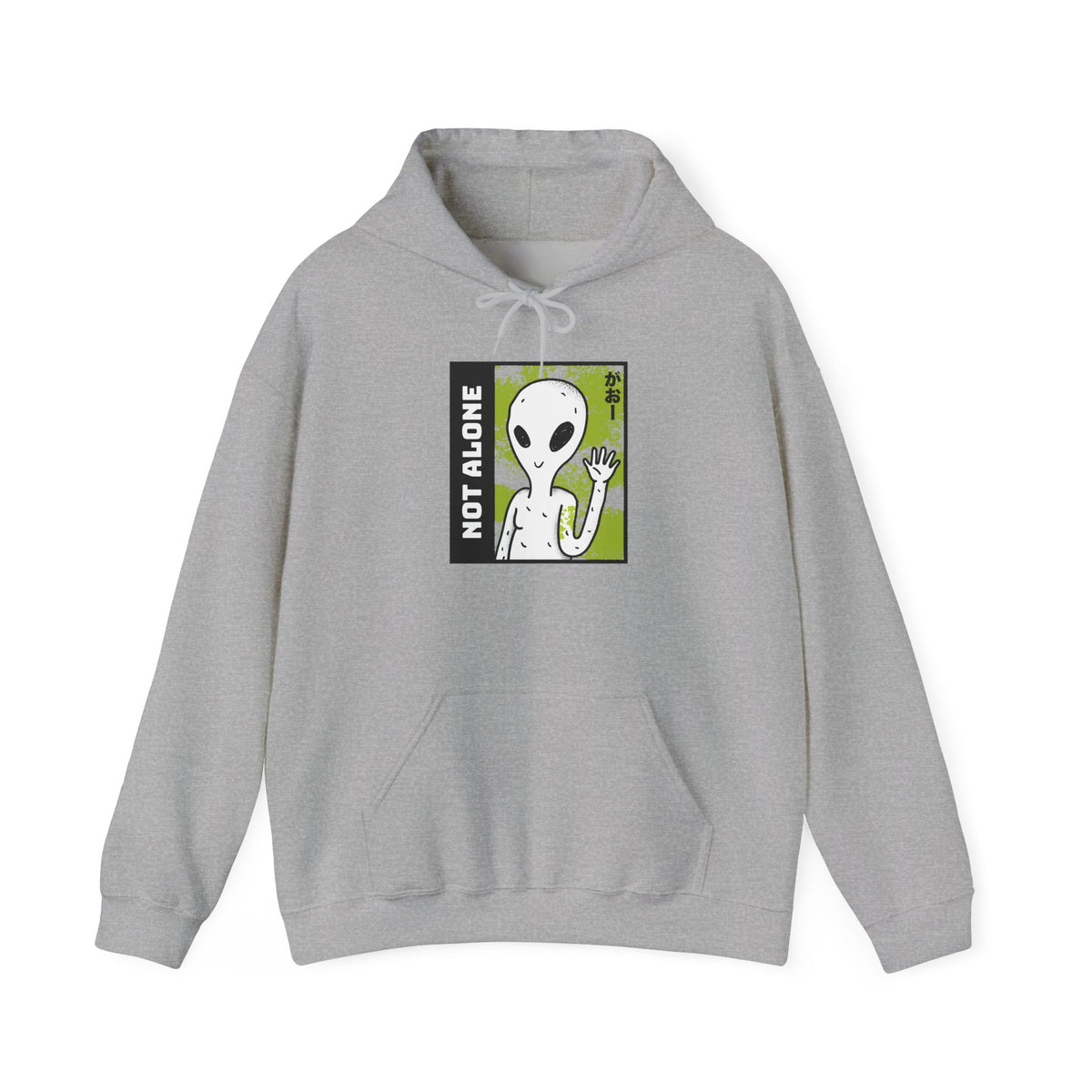 Unisex Not Alone Alien Hoodie UFO Graphic Pullover Sweatshirt Cartoon Extraterrestrial Sci Fi Space Themed Conspiracy Inspired Paranormal Streetwear