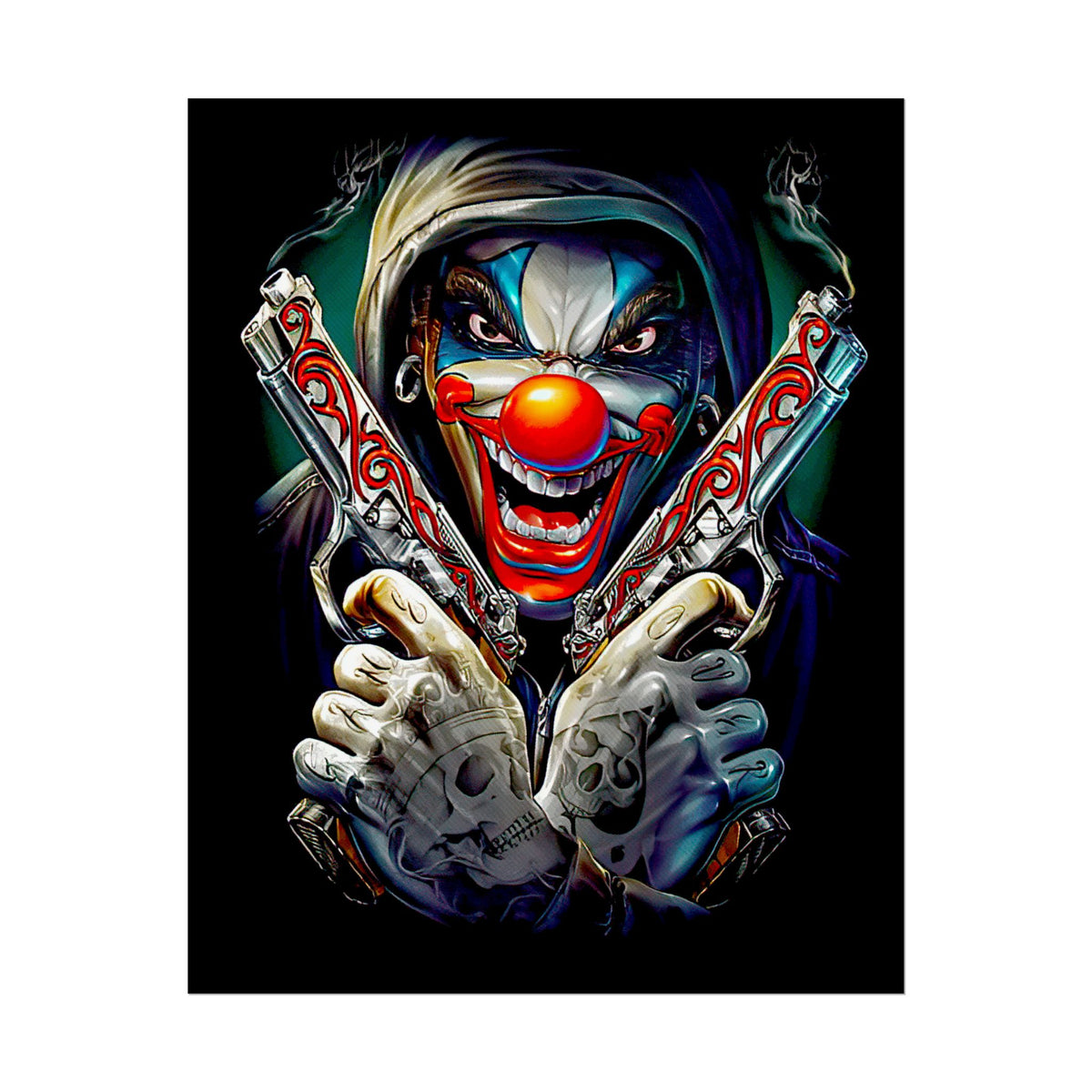 Fearless Grin Street Clown Poster Bold Urban Wall Art Design Neon Chaos Energy Artwork For Creative Minds Gamers And Street Culture Lovers