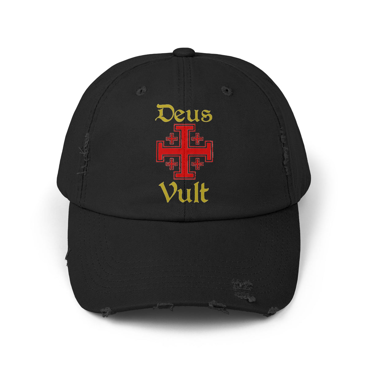 Unisex Deus Vult Distressed Cap Vintage Crusader Cross Adjustable Dad Hat Medieval Knight Inspired Christian Warrior Symbol Streetwear Baseball Cap
