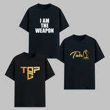 Motivational Graphic T Shirt Combo Pack I Am The Weapon Tate Chess Alpha Streetwear Cotton Unisex Graphic Tees Black Trendy Gym Wear India