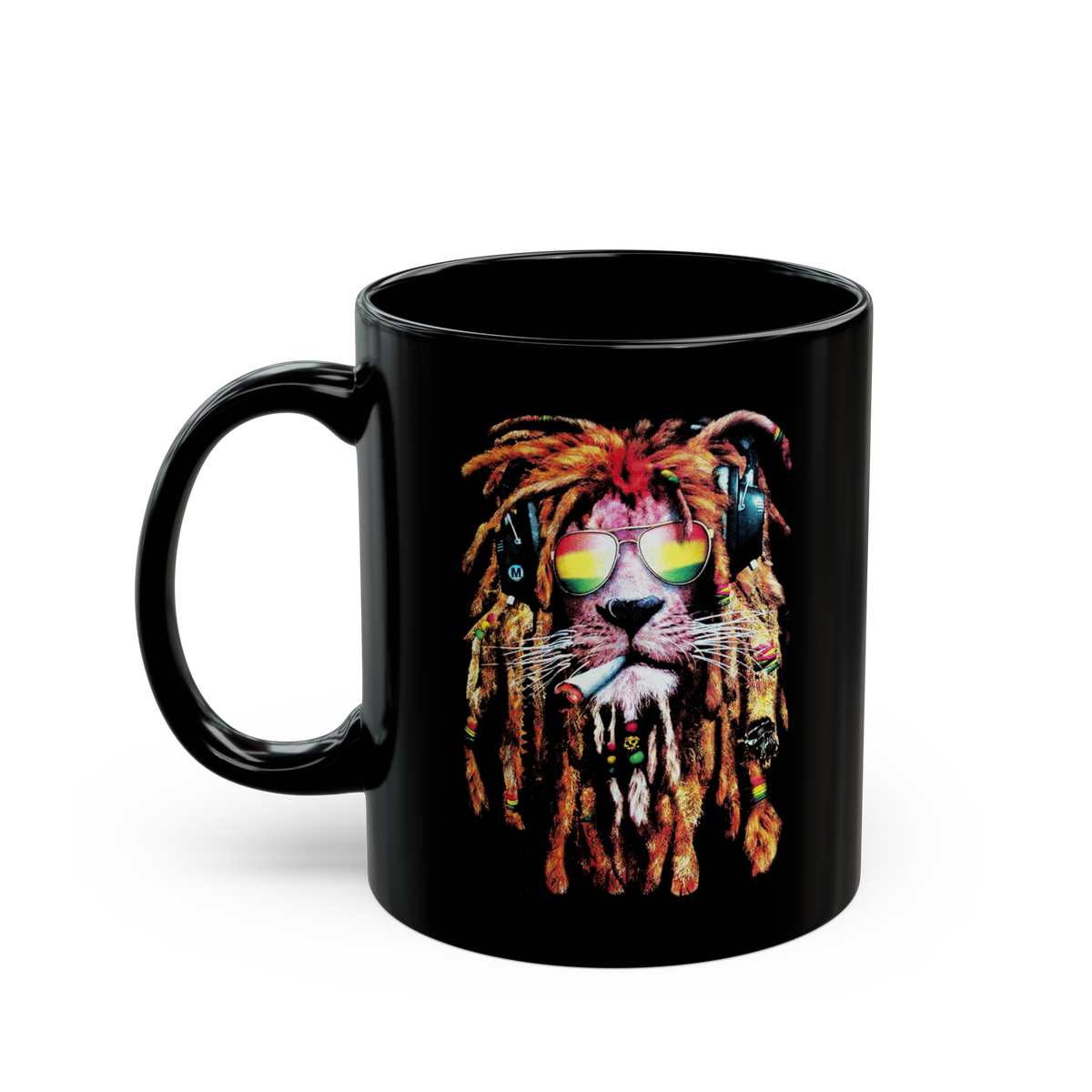 Rasta Lion Coffee Mug Reggae Style Lion Graphic Mug Dreadlock Lion Art Cool Animal Mug Music Vibe Coffee Mug Street Style Aesthetic Mug