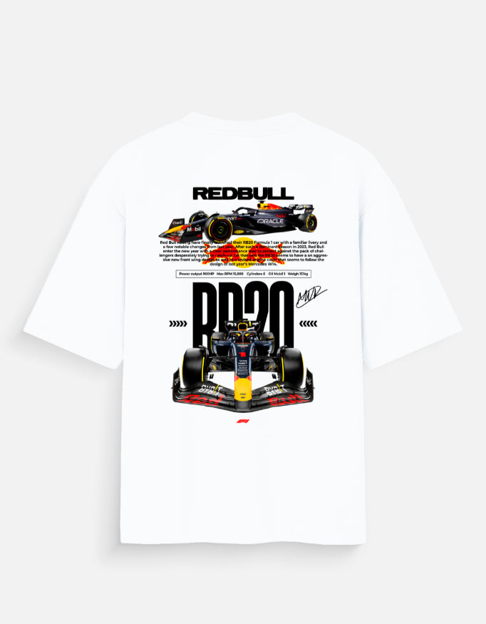 Red Bull RB20 Formula Racing Oversized T Shirt Motorsport Streetwear Graphic Tee