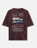 Fast And Furious Nissan Skyline GTR R34 Acid Wash Oversized T Shirt JDM Racing Streetwear Graphic Tee