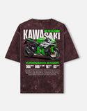 Kawasaki ZX10R Acid Wash Oversized T Shirt Ninja Superbike Racing Motorcycle Graphic Streetwear Tee