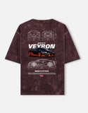 Bugatti Veyron Blueprint Acid Wash Oversized T Shirt Hypercar Supercar Graphic Streetwear Tee