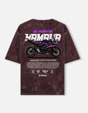Yamaha R3 Phantom Acid Wash Oversized T Shirt Purple Sportbike Graphic Streetwear Motorcycle Rider Tee