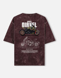 Ducati Diavel Acid Wash Oversized T Shirt Motorcycle Blueprint Graphic Cruiser Streetwear Tee
