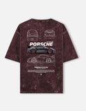 Porsche 911 GT3 RS Acid Wash Oversized T Shirt Motorsport Blueprint Graphic Streetwear Tee