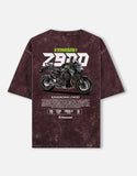 Kawasaki Z900 Acid Wash Oversized T Shirt Naked Sport Motorcycle Graphic Streetwear Tee