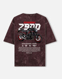 Kawasaki Z900 Acid Wash Oversized T Shirt Naked Sport Bike Graphic Streetwear Motorcycle Tee