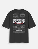 Porsche 911 GT3 RS Oversized T Shirt Sports Car Blueprint Graphic Streetwear Tee