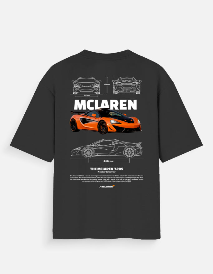 McLaren 720S Oversized T Shirt Supercar Blueprint Graphic Luxury Streetwear Tee