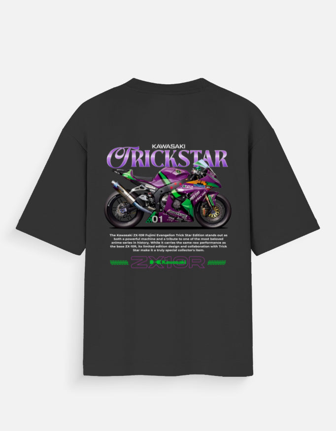 Kawasaki Ninja ZX10R Trickstar Graphic Oversized T Shirt Premium Racing Streetwear Cotton Rider Tee