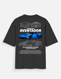 Lamborghini Aventador Blue Supercar Oversized T Shirt Luxury Sports Car Streetwear Tee