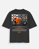 KTM RC8C Graphic Oversized T Shirt Premium Racing Superbike Streetwear Cotton Rider Tee Black