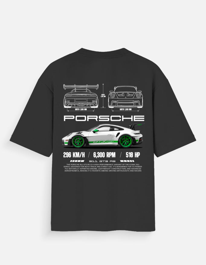 Porsche 911 GT3 RS Oversized T Shirt Sports Car Graphic Streetwear Racing Tee